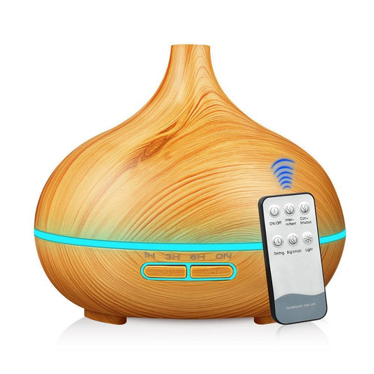 550ML Wood Grain Aroma Diffuser Ultrasonic Humidifier LED Mist Maker