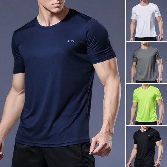 Men’s Performance Running Tee Breathable Athletic Workout Fitness Shirt Activewear