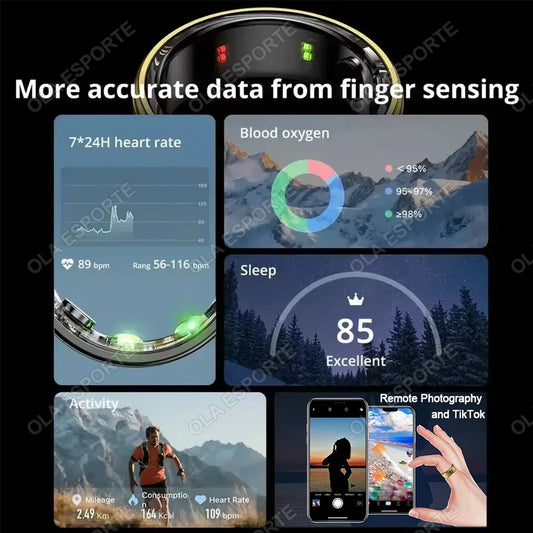 2026 Smart Ring Fitness Tracker Waterproof Sleep Heart Rate Monitor Unisex