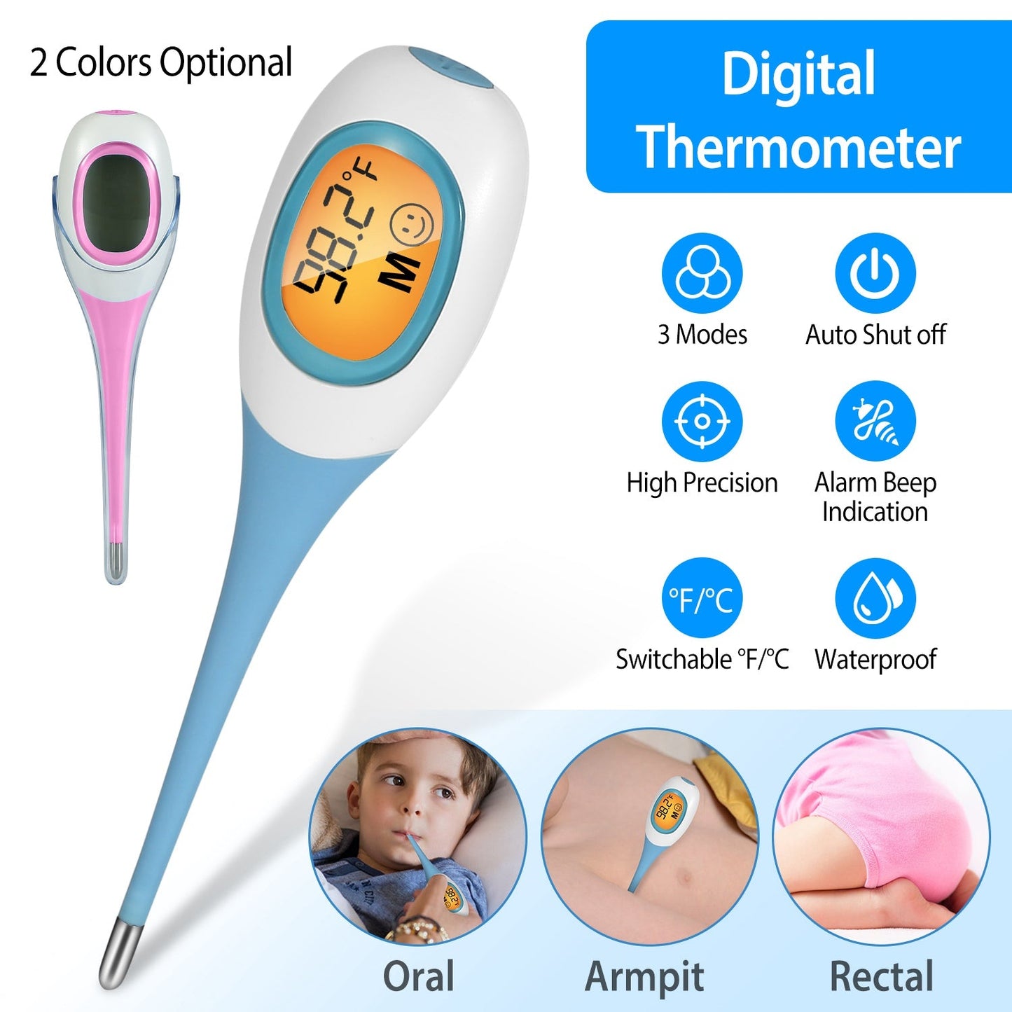 Digital Body Thermometer Fast Accurate Temperature Monitor for Home Use