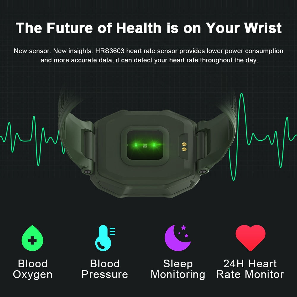 Rugged Smart Watch Men Waterproof Outdoor Fitness Tracker Sports