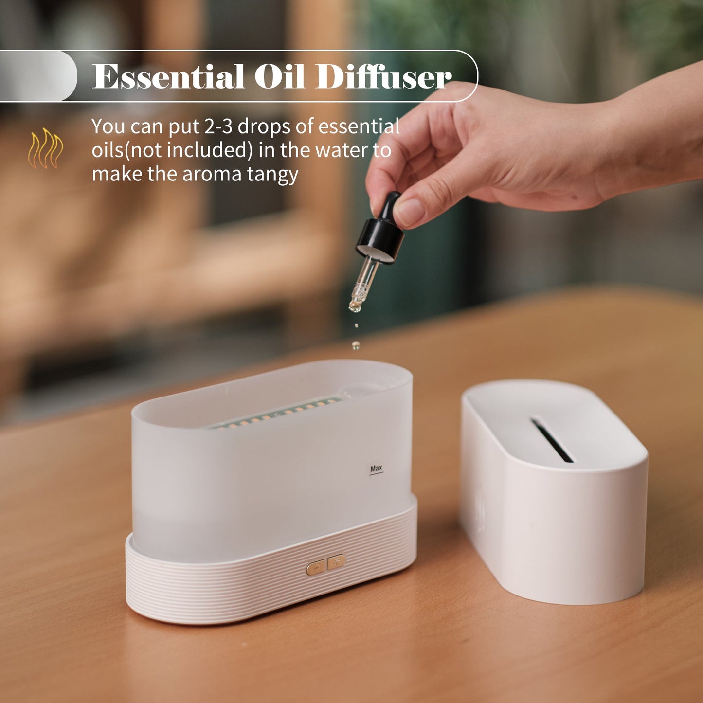 Flame Light Aroma Diffuser Mist Humidifier Auto-Off Home Office Spa