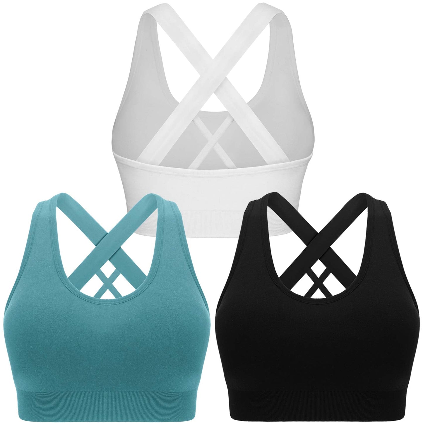 Women’s High Impact Padded Sports Bra Criss Cross Gym Workout Top