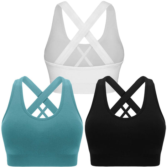 Women’s High Impact Padded Sports Bra Criss Cross Gym Workout Top