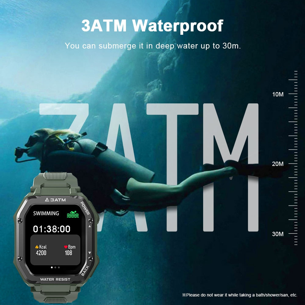 Rugged Smart Watch Men Waterproof Outdoor Fitness Tracker Sports