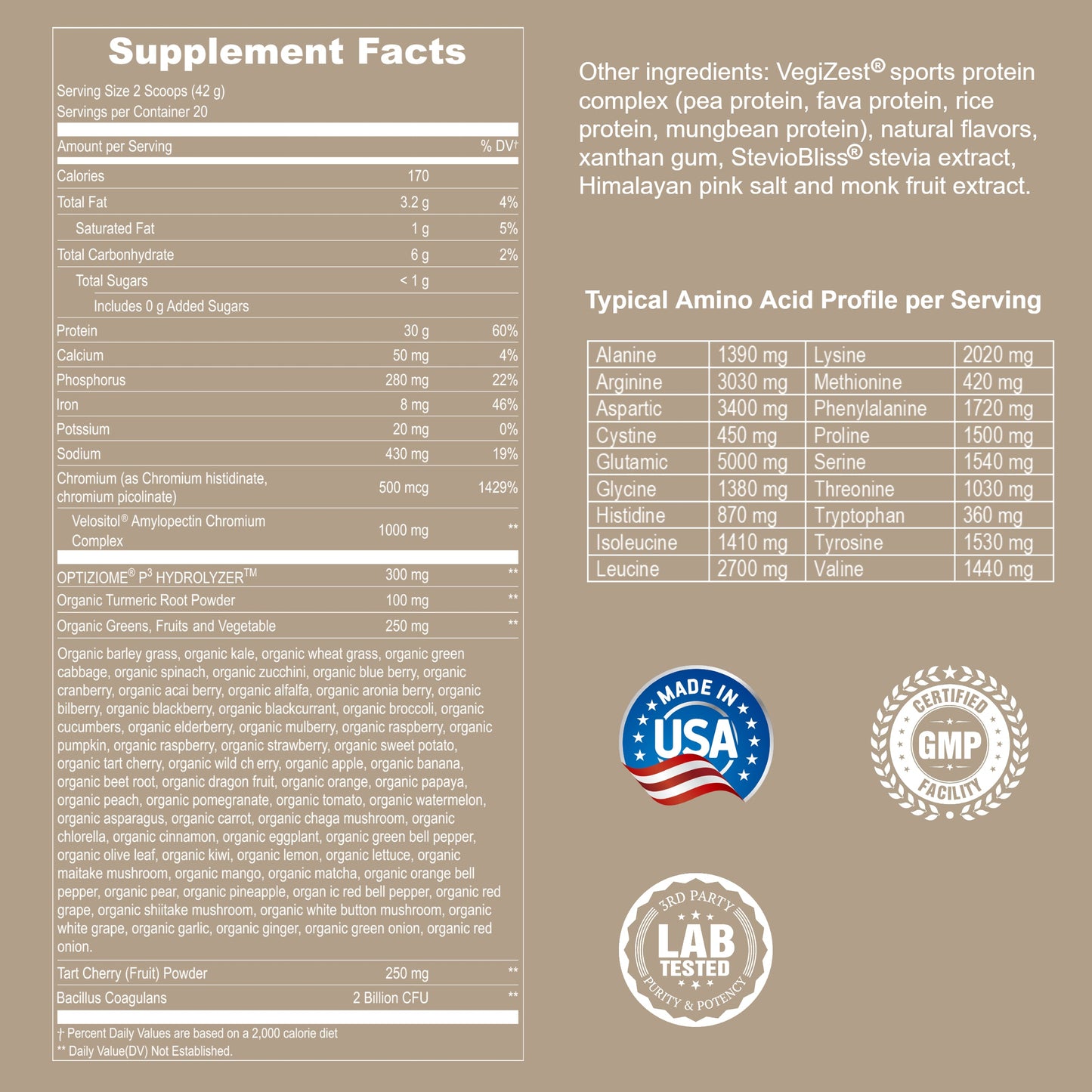 Plant Based Sport Protein Powder Vegan Performance Nutrition Supplement Blend