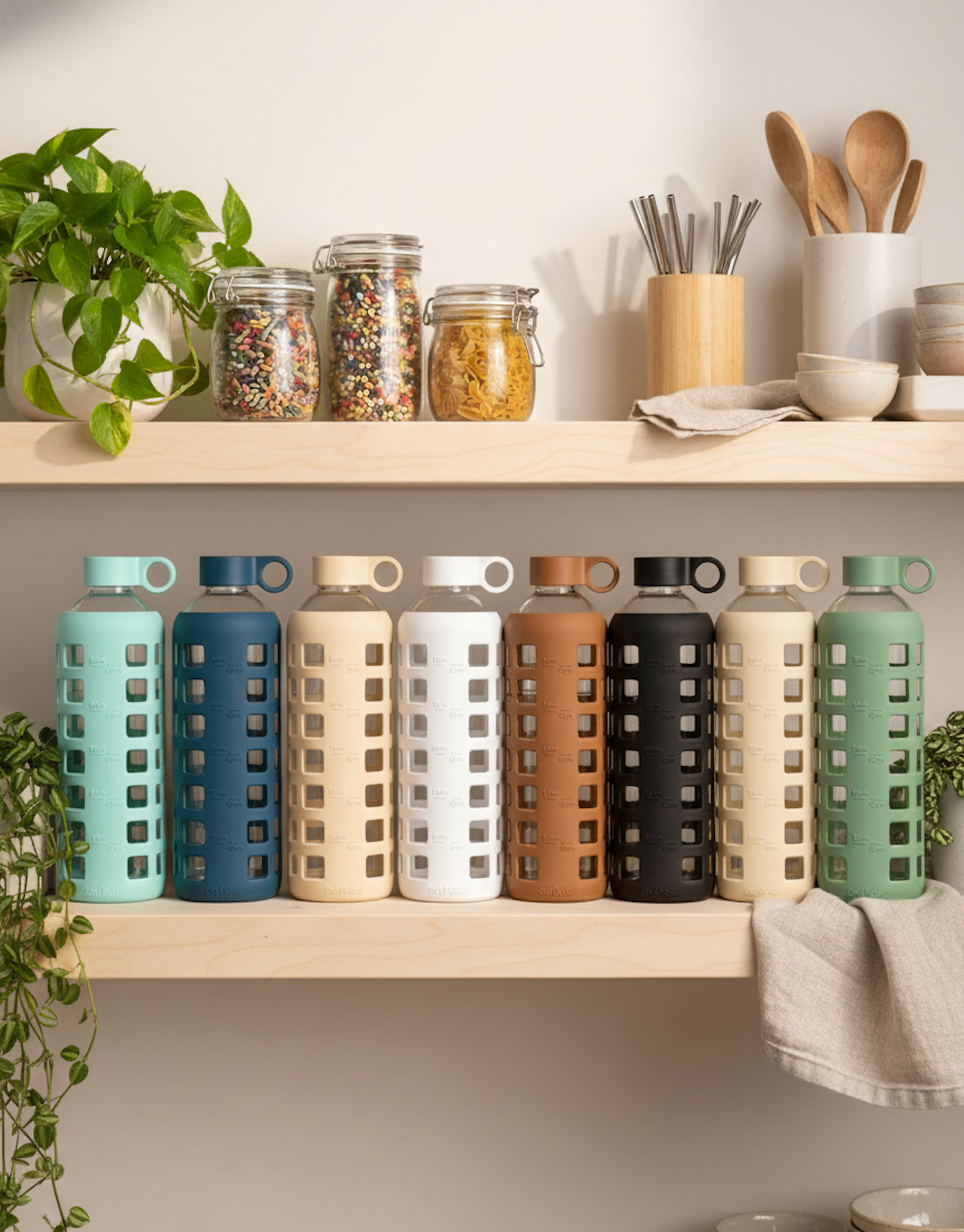 Glass Water Bottle Reusable Eco Friendly Hydration Sports Drink