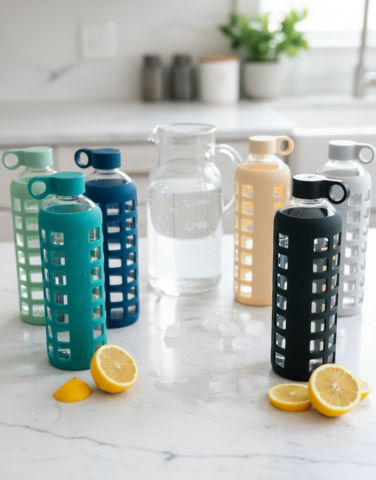 Glass Water Bottle Reusable Eco Friendly Hydration Sports Drink