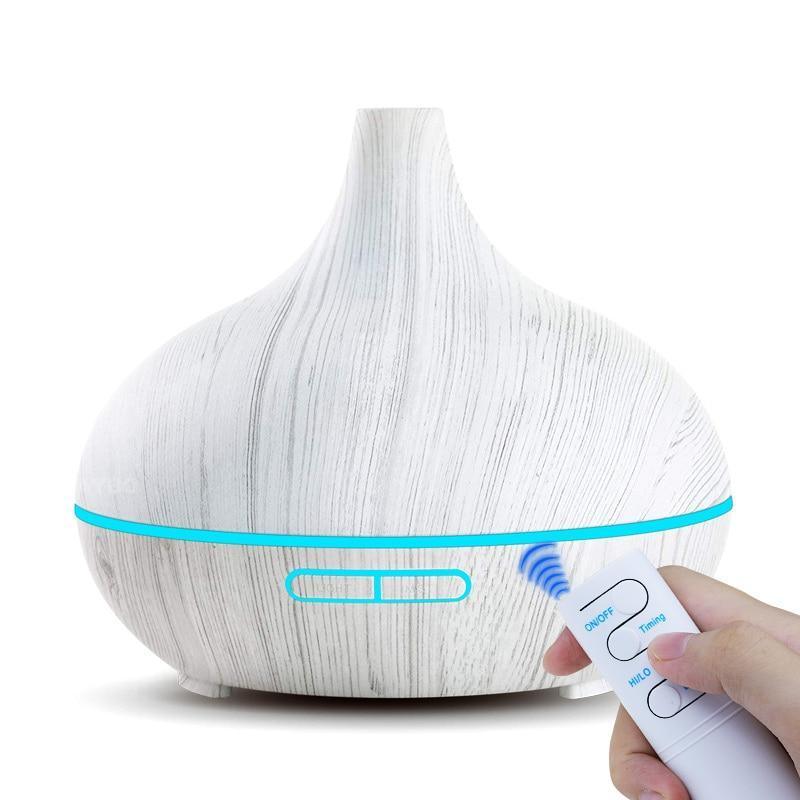 550ML Wood Grain Aroma Diffuser Ultrasonic Humidifier LED Mist Maker