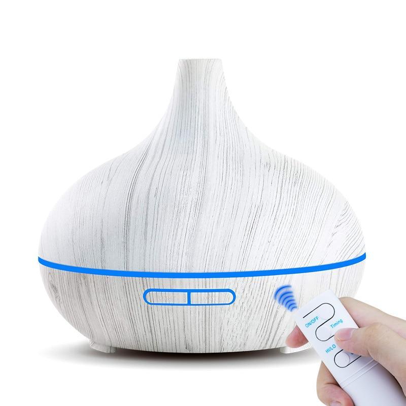550ML Wood Grain Aroma Diffuser Ultrasonic Humidifier LED Mist Maker