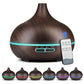 550ML Wood Grain Aroma Diffuser Ultrasonic Humidifier LED Mist Maker