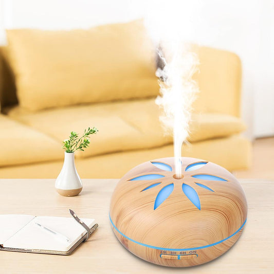 500ML Wood Grain Aromatherapy Diffuser LED Cool Mist Humidifier Ultrasonic Aroma