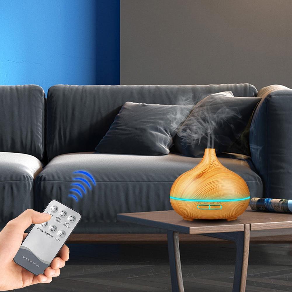 550ML Wood Grain Aroma Diffuser Ultrasonic Humidifier LED Mist Maker