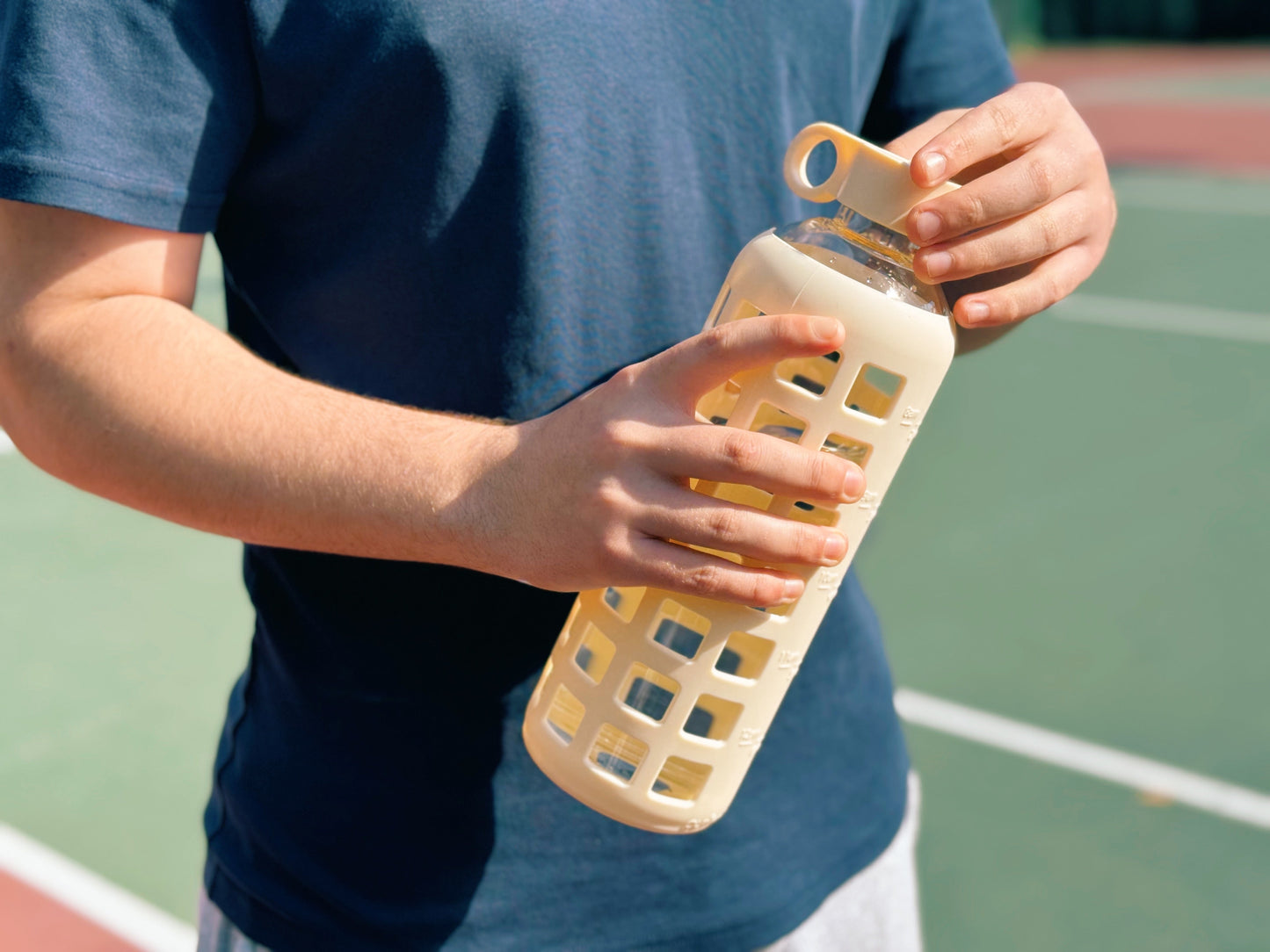 Glass Water Bottle Reusable Eco Friendly Hydration Sports Drink