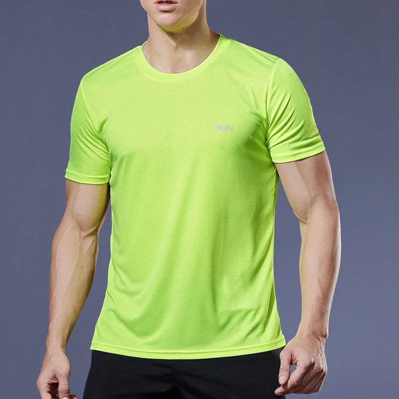 Men’s Performance Running Tee Breathable Athletic Workout Fitness Shirt Activewear