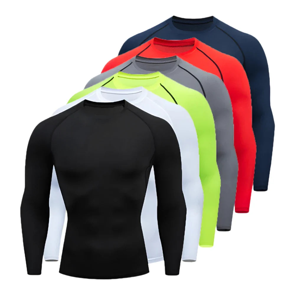 Men’s Spring Autumn Long Sleeve Fitness Tee Breathable Workout Shirt Activewear