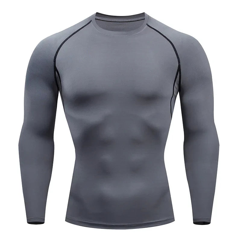 Men’s Spring Autumn Long Sleeve Fitness Tee Breathable Workout Shirt Activewear