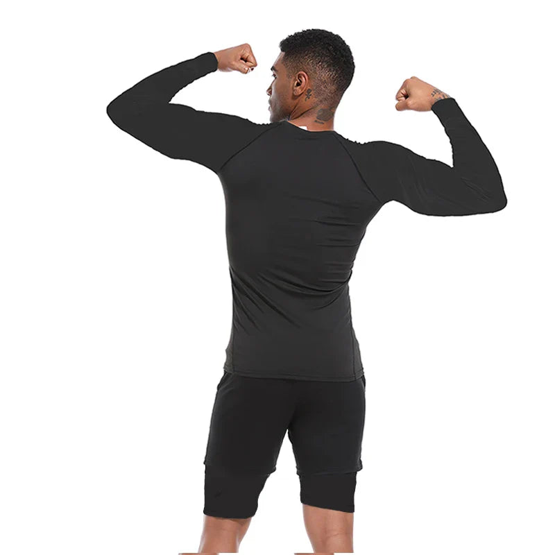 Men’s Spring Autumn Long Sleeve Fitness Tee Breathable Workout Shirt Activewear
