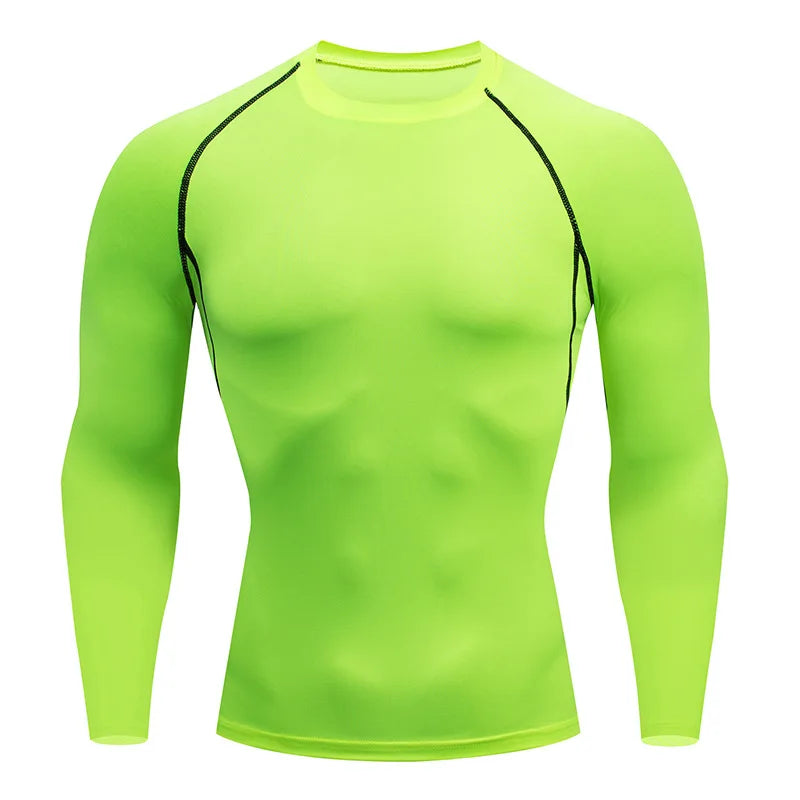 Men’s Spring Autumn Long Sleeve Fitness Tee Breathable Workout Shirt Activewear