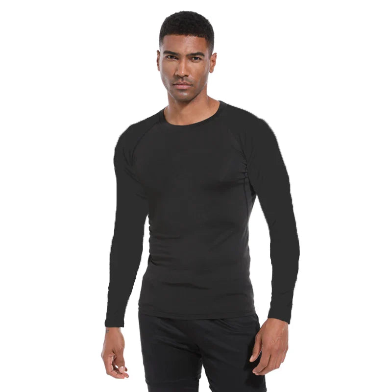 Men’s Spring Autumn Long Sleeve Fitness Tee Breathable Workout Shirt Activewear