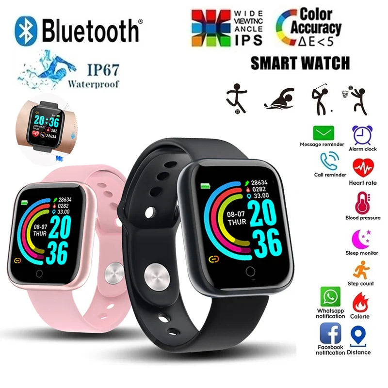 D20 Smart Watch Bluetooth Fitness Tracker Health Monitor Unisex