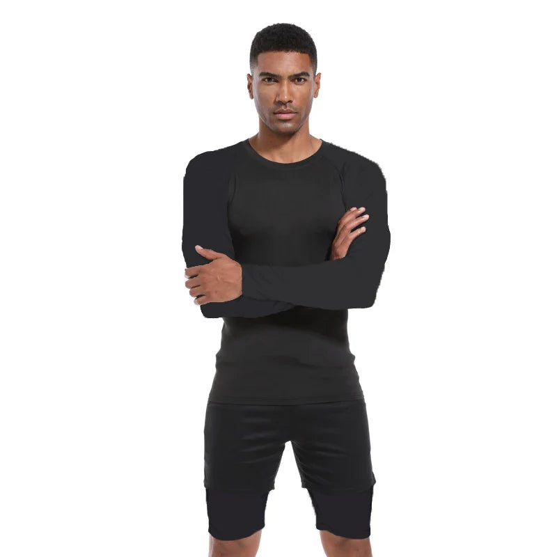 Men’s Spring Autumn Long Sleeve Fitness Tee Breathable Workout Shirt Activewear