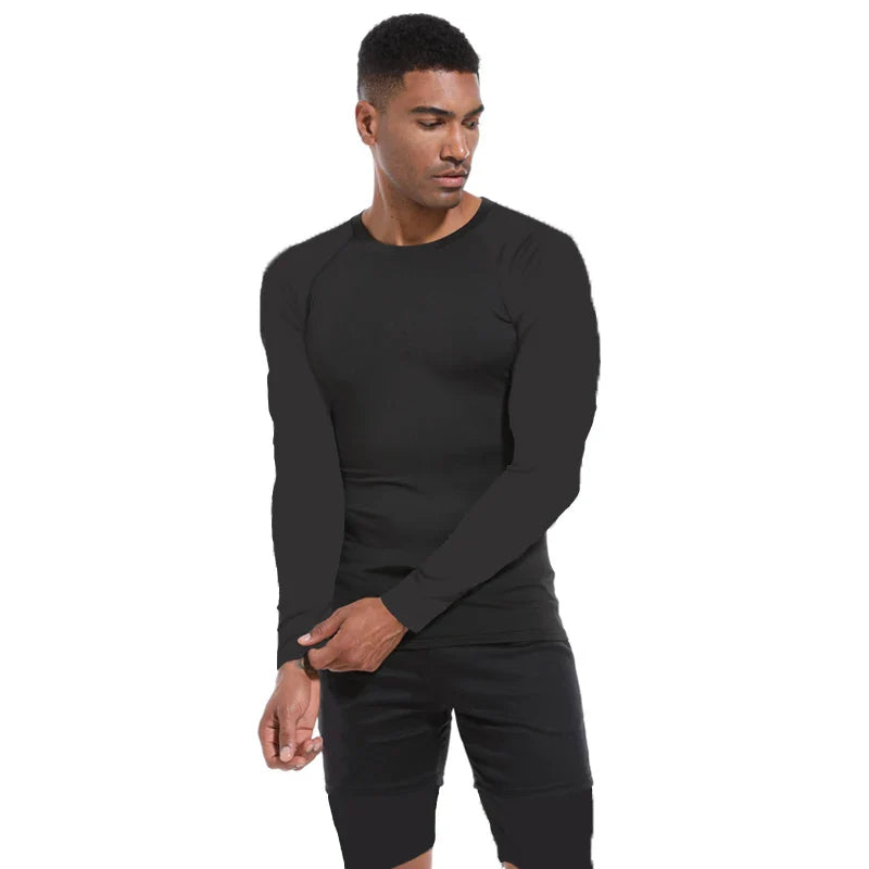 Men’s Spring Autumn Long Sleeve Fitness Tee Breathable Workout Shirt Activewear