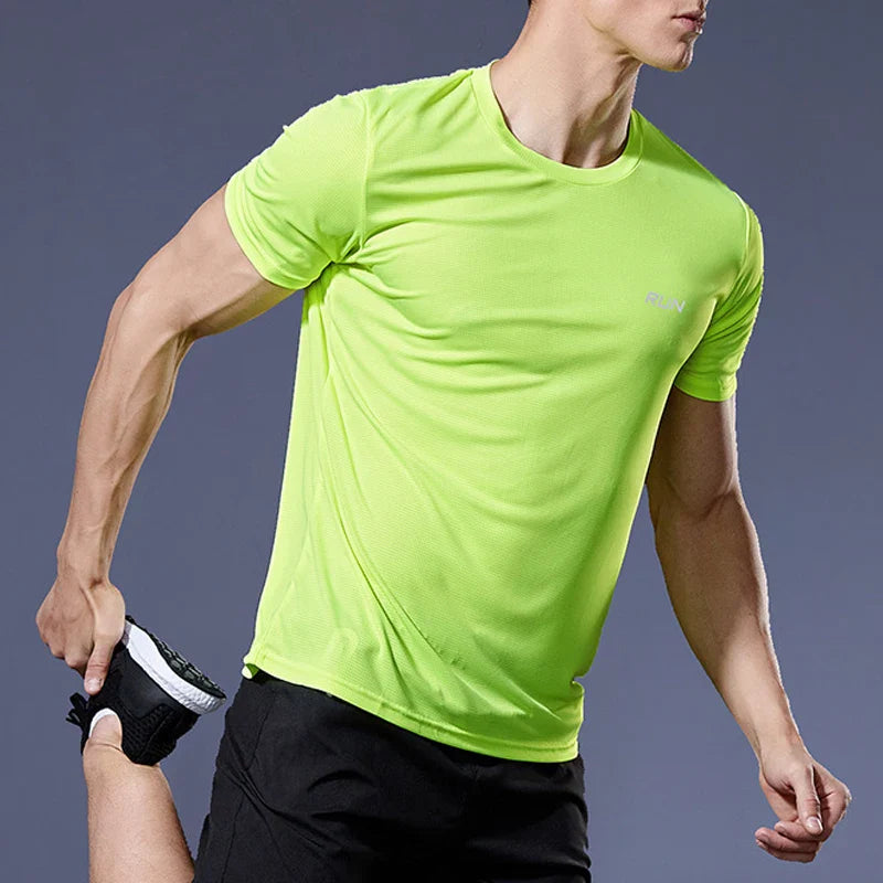 Men’s Performance Running Tee Breathable Athletic Workout Fitness Shirt Activewear