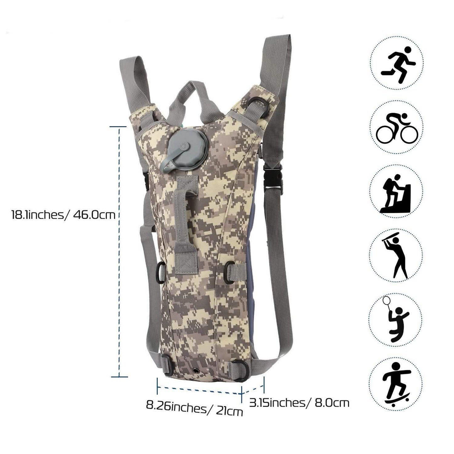 Tactical Hydration Pack 3L Water Bladder Backpack Outdoor Sports