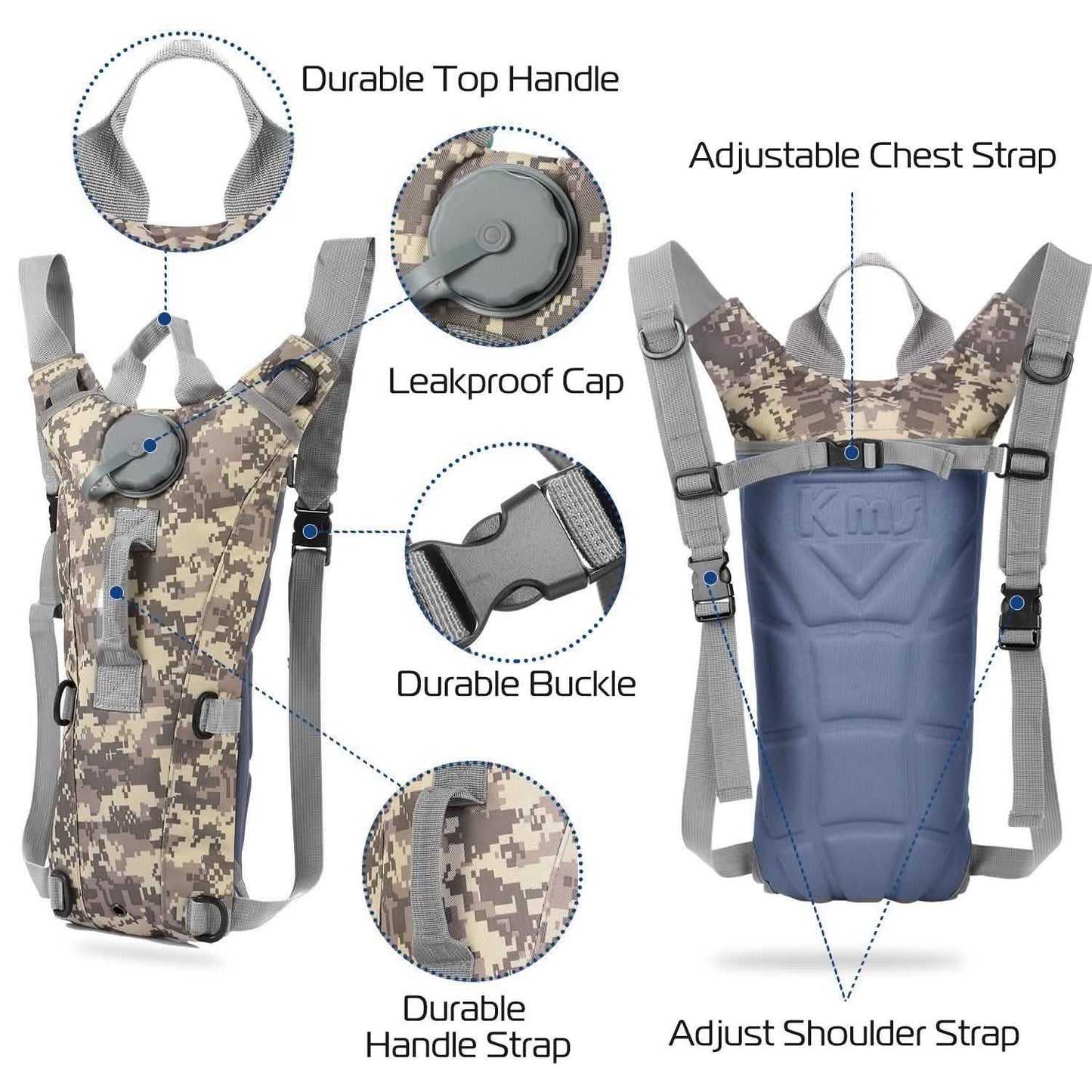 Tactical Hydration Pack 3L Water Bladder Backpack Outdoor Sports