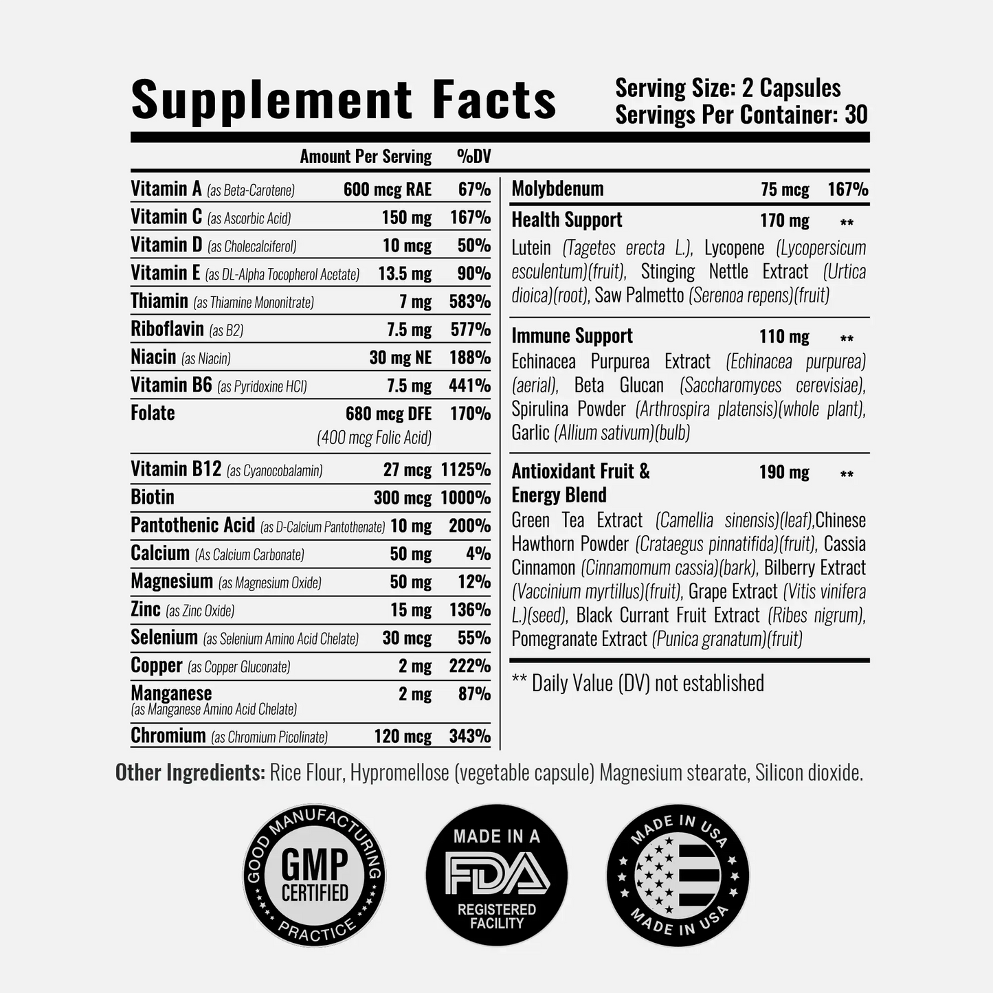 Advanced Daily Multivitamin Complete Wellness Supplement Formula Tablets