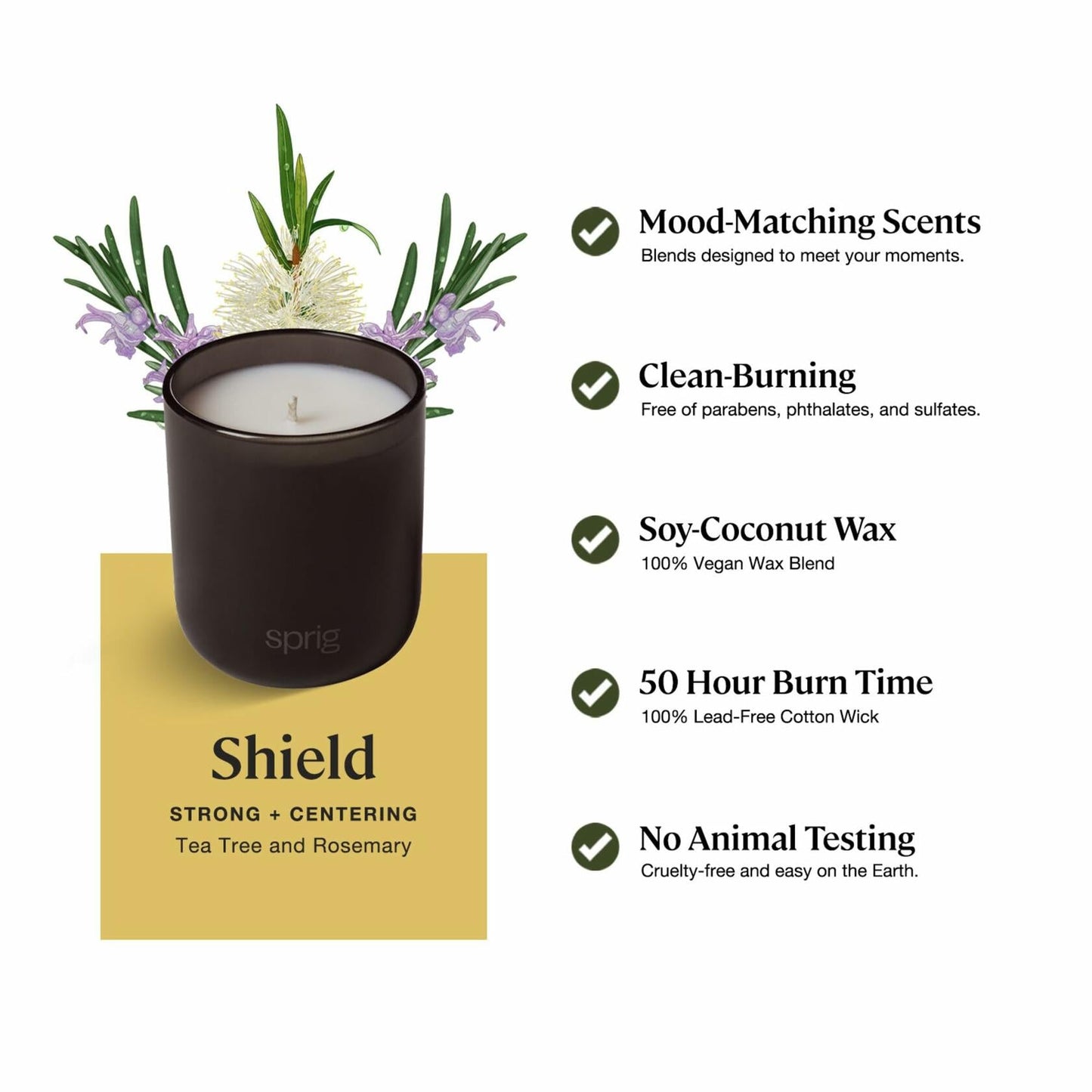Sprig by Kohler Shield Aromatherapy Candle Tea Tree Rosemary 8oz
