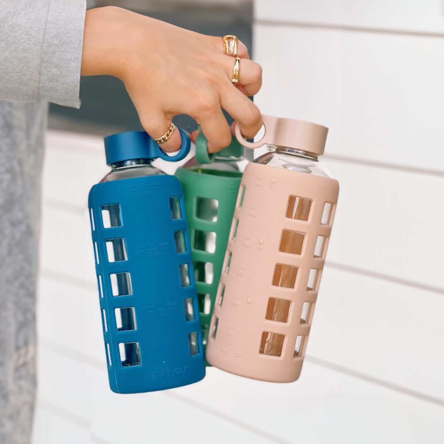 Glass Water Bottle Reusable Eco Friendly Hydration Sports Drink