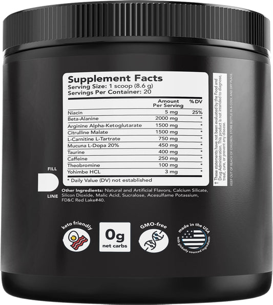 Watermelon Pre-Workout Energy Performance Supplement 30 Servings Formula